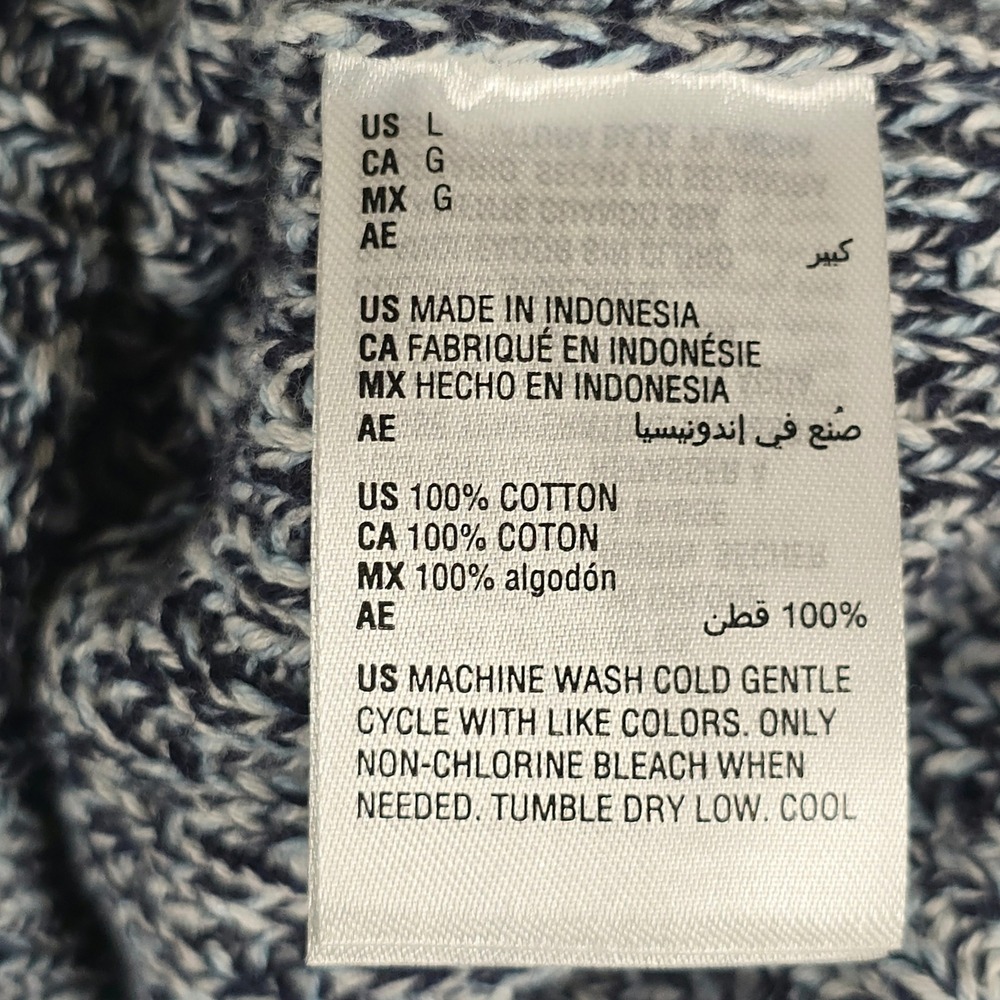 ON‎ 34TH Womens Blue White Marled Cotton Knit Cardigan Gold Crest Buttons Large - Picture 6 of 10